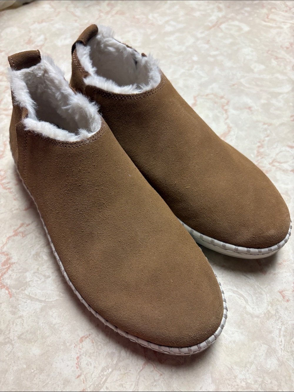 Skechers Brown Suede Faux-Fur Lined Slip-On Boots